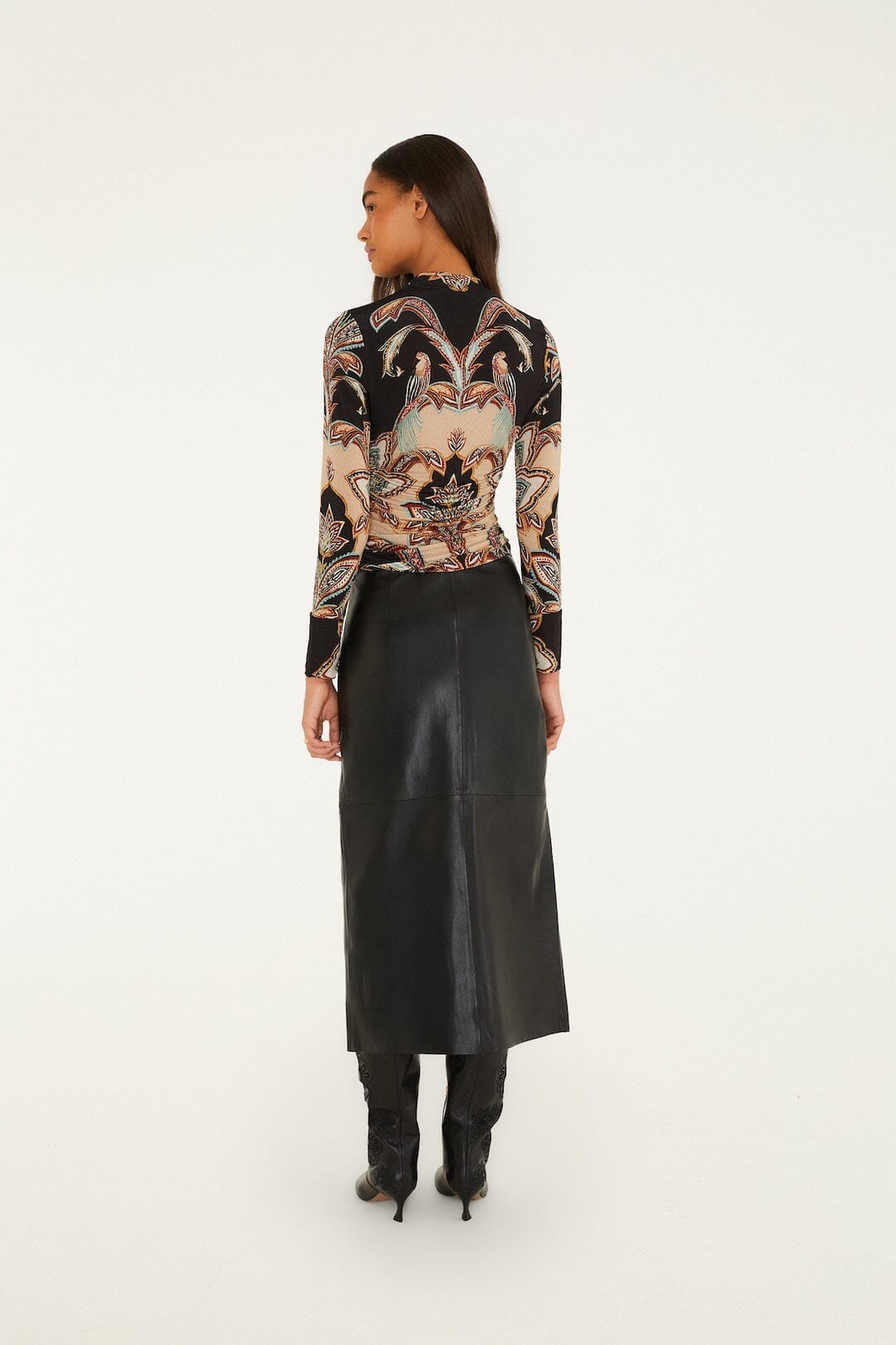 Black Leather Midi Skirt