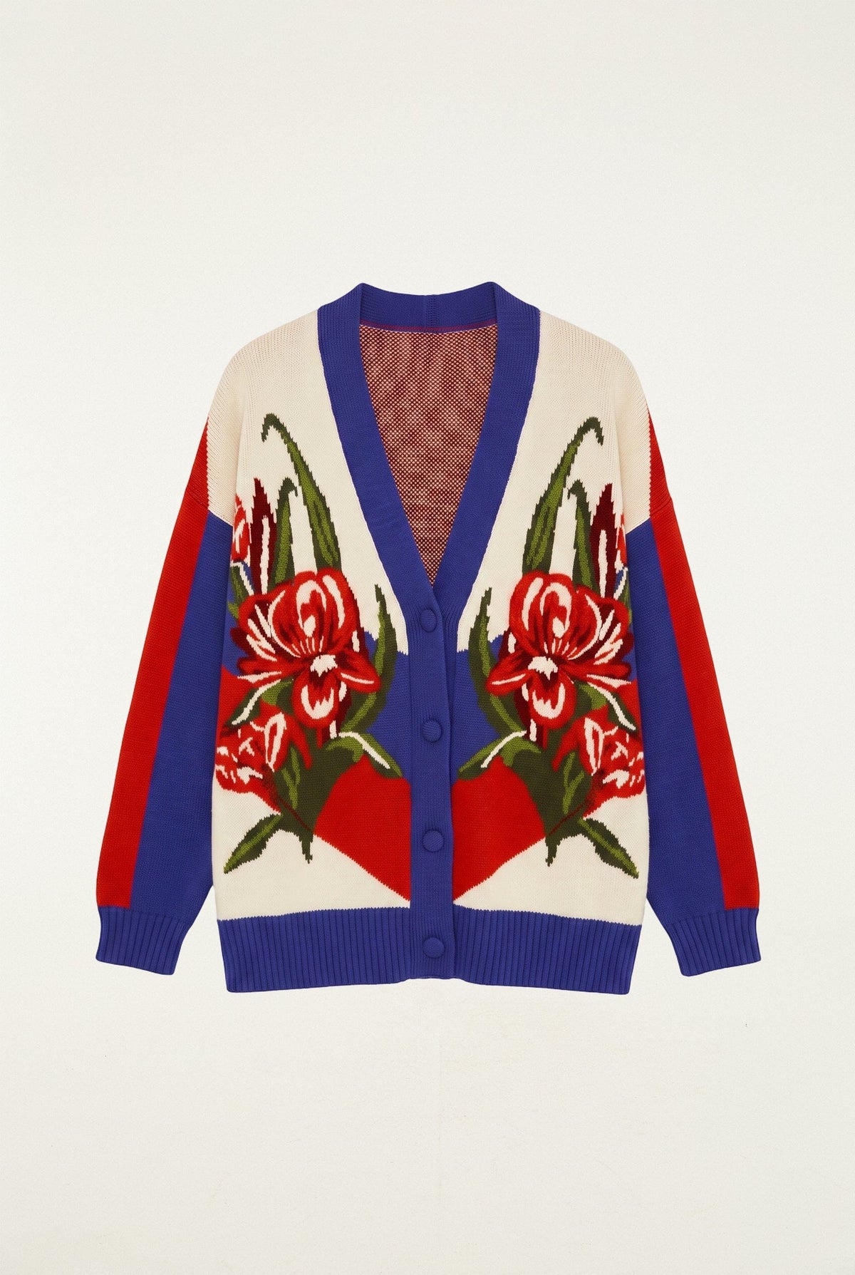 Плетена жилетка Bold Stripe Flowers с копчета