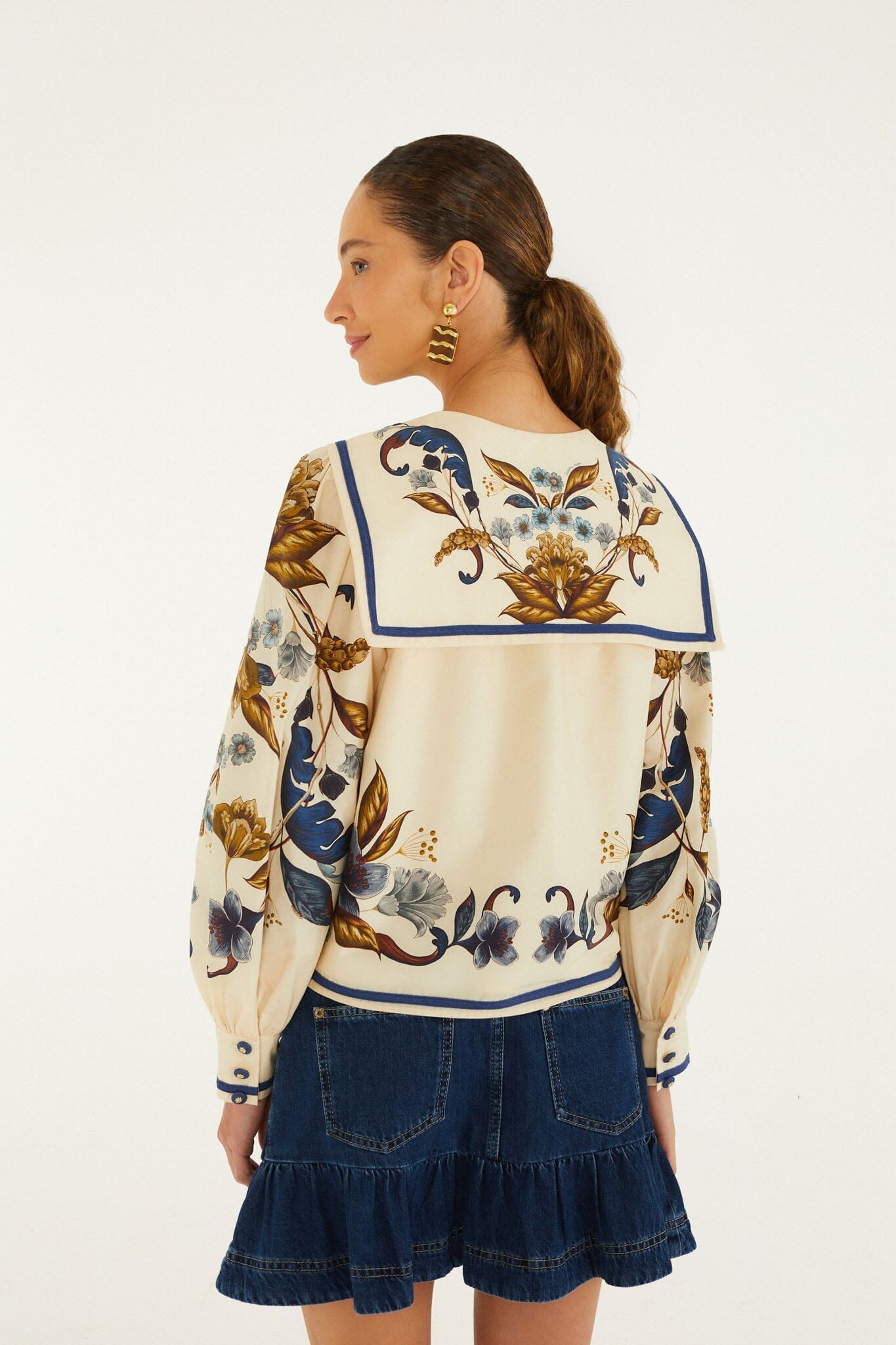 Golden Nature Lapel Long Sleeve Shirt
