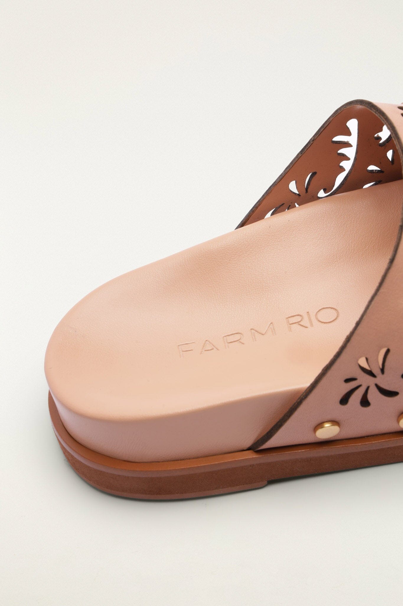Light Pink Lace Leather Anatomic Slide Mule