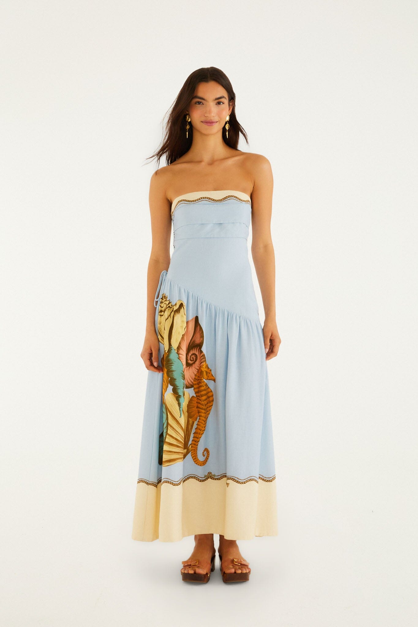 farm rio evening dress Multicolor Rio Souvenir Strapless Side Ties Maxi Dress