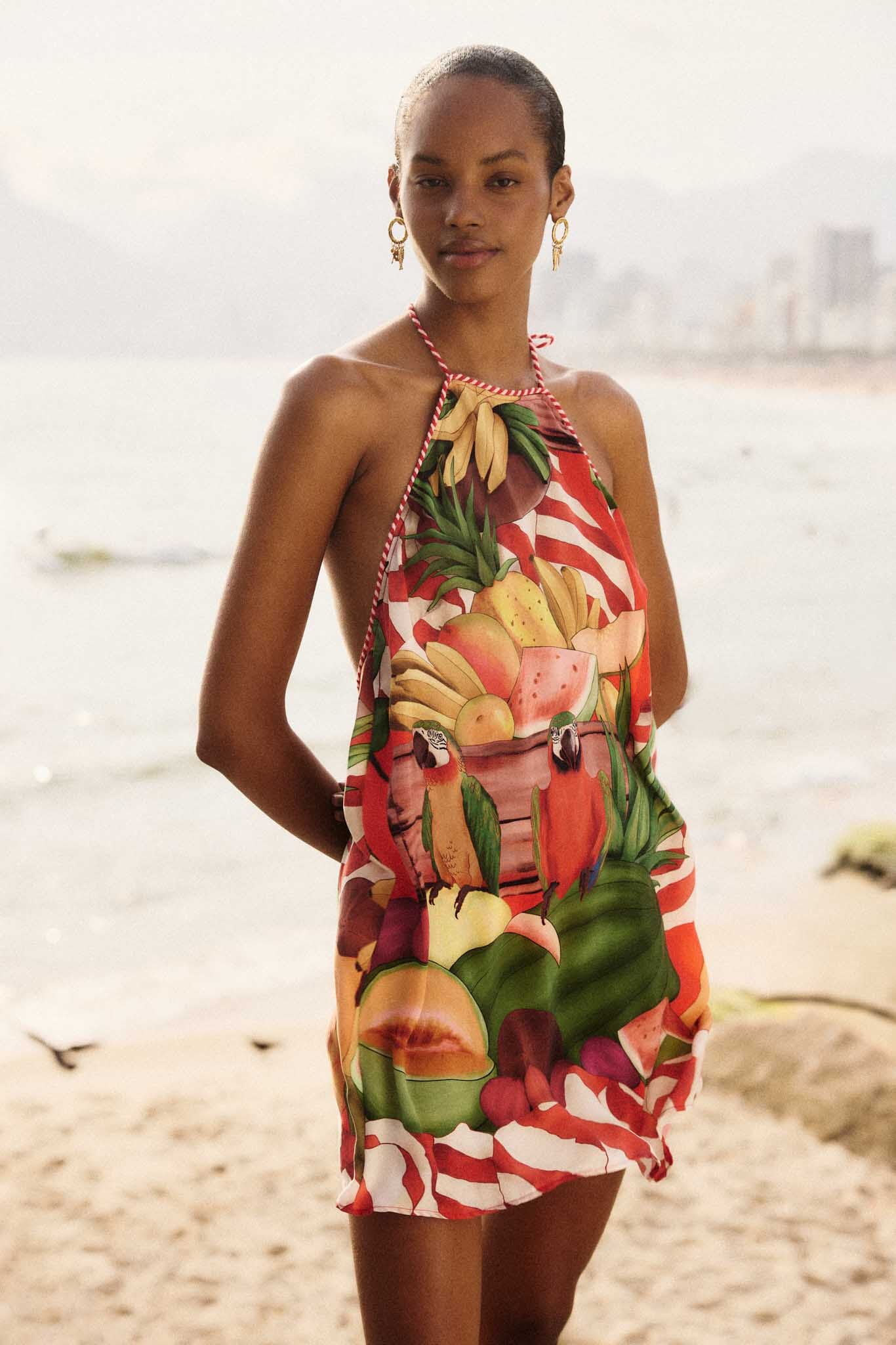 Multicolor Tropical Rope Ties Mini Dress