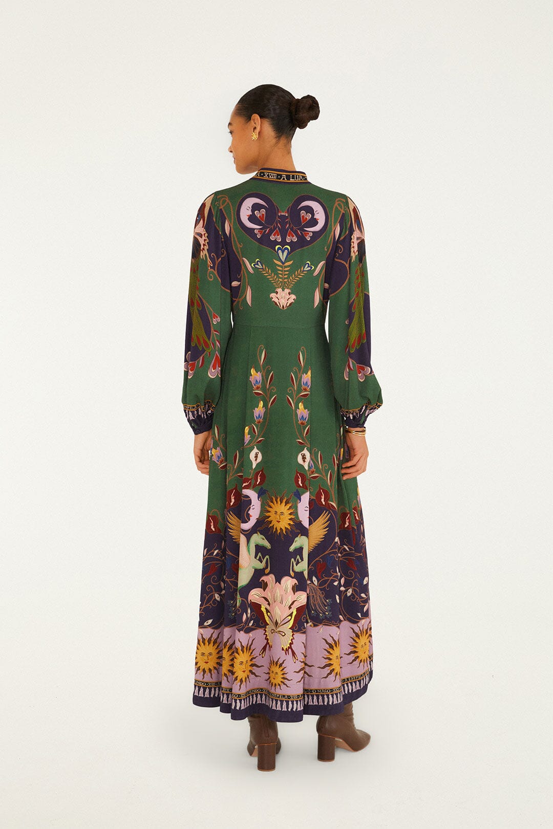 FARM Rio model wearing the Mystical Paradise Maxi Dress