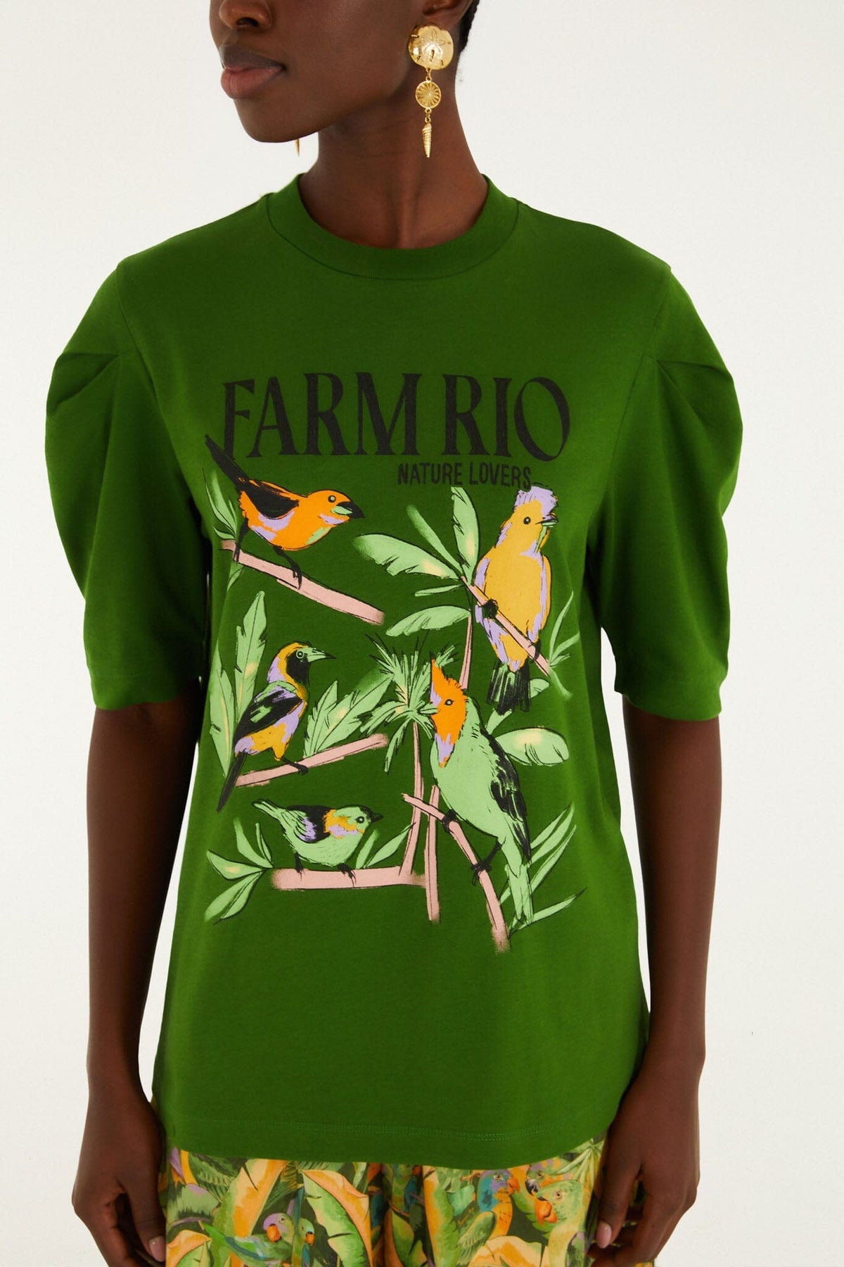 Camiseta verde con mangas abullonadas Nature Lovers