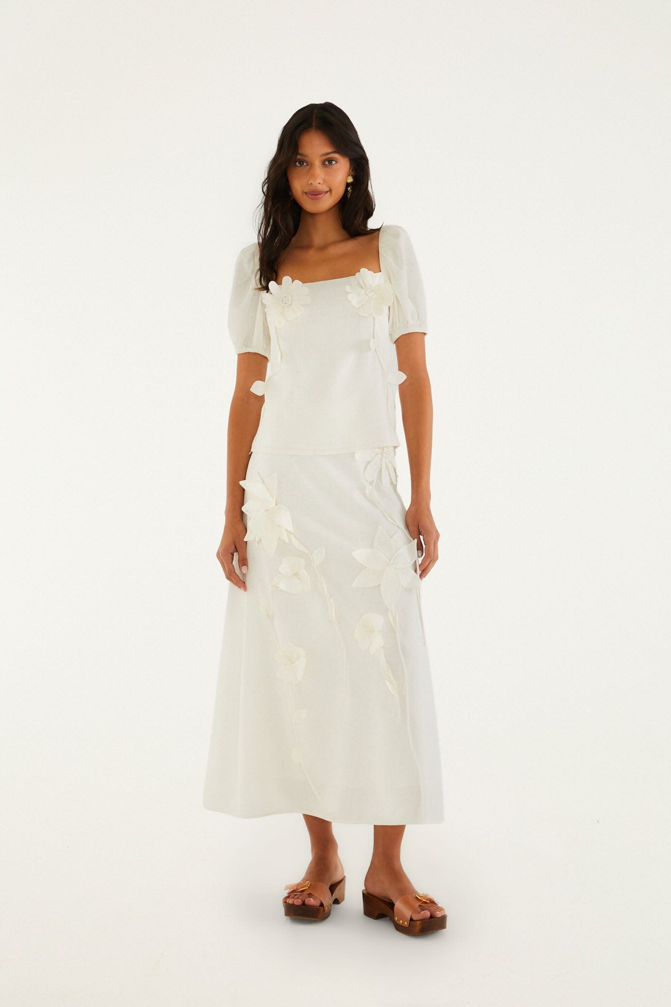 Off-White 3d Flowers Midi Skirt | FARM Rio