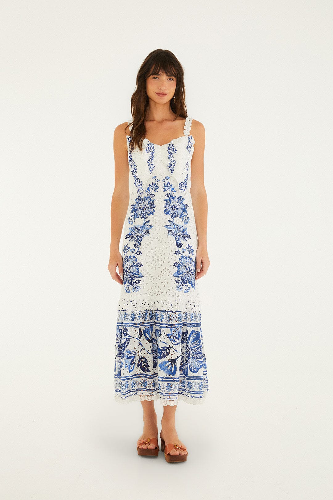 beautiful midi dress Off-White Beautiful Nature Eyelet Midi Dress