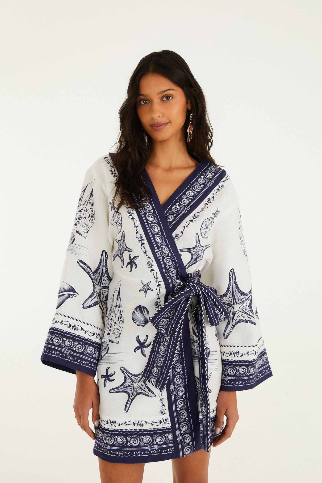Off-White Coast Scarf Euroflax™ Premium Linen Mini Dress