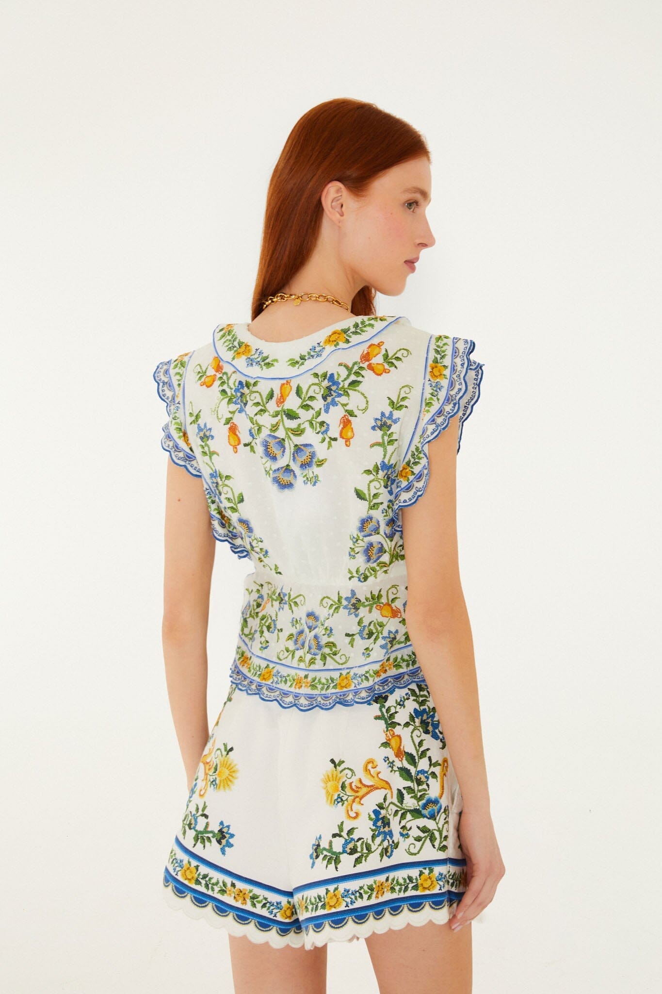 Off-White Emily Floral Tapestry Belted Shorts