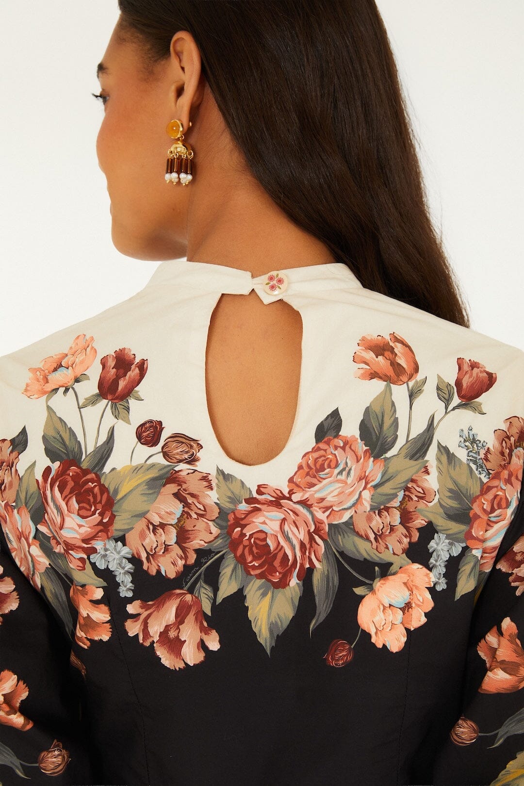 Winter Floral Long Sleeve Mini Dress