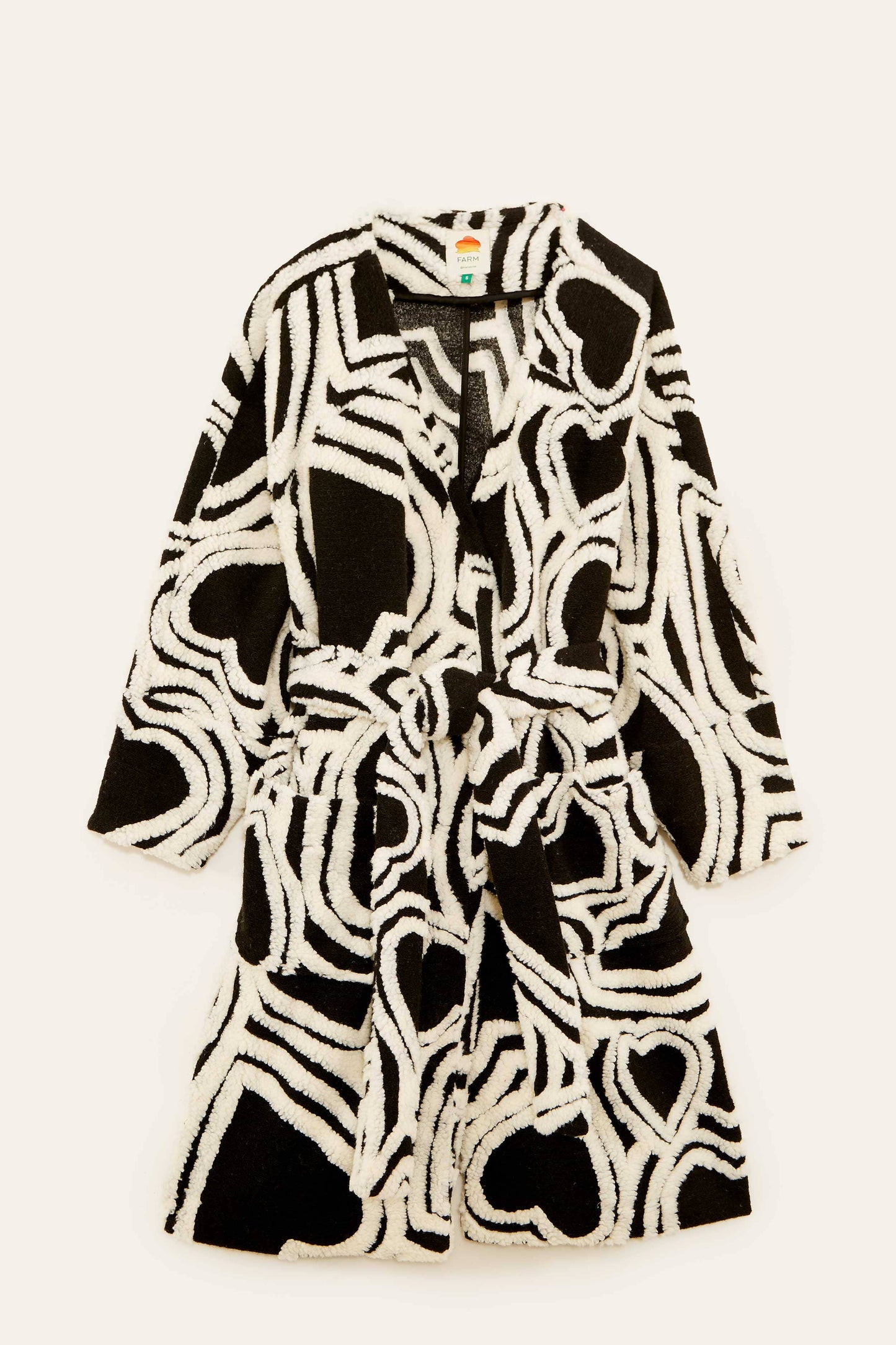 Black And White Wild Hearts Fleece Coat