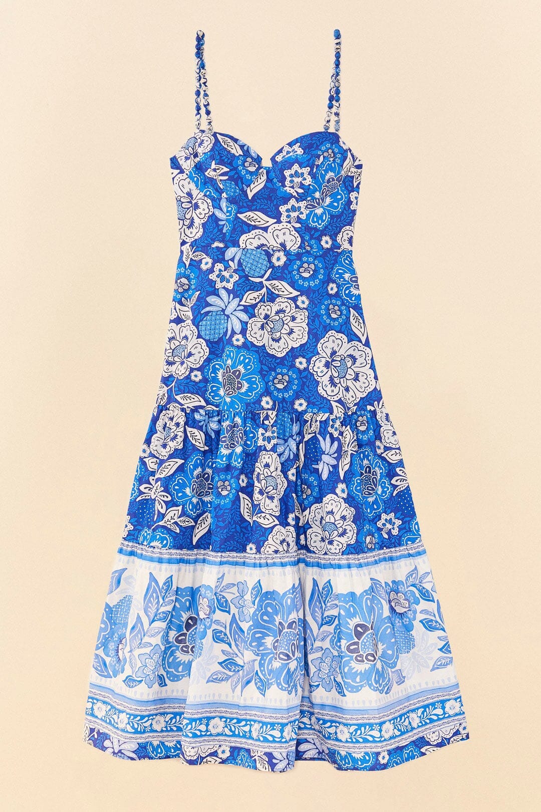 Blue Full Of Flowers Organic Cotton Midi Dress