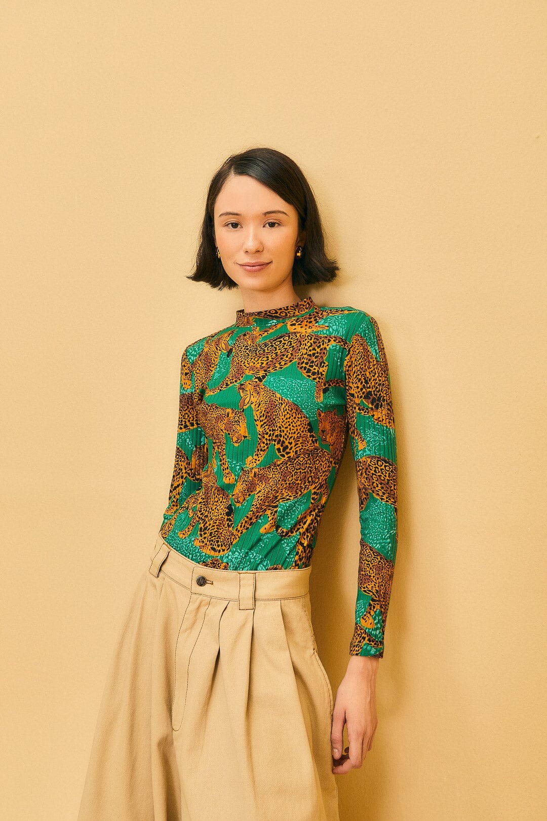 Green Artsy Leopards Organic Cotton Bodysuit FARM Rio Green Artsy Leopards Organic Cotton Bodysuit FARM Rio