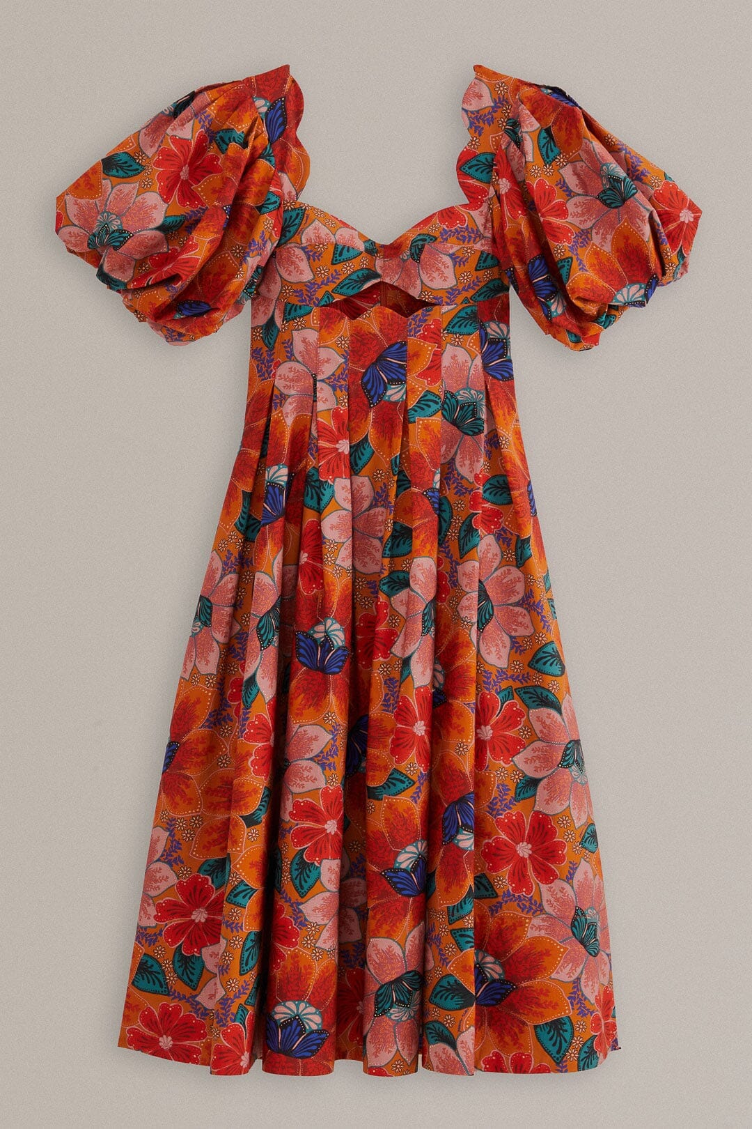 Orange Marias Floral Cut-Out Midi Dress