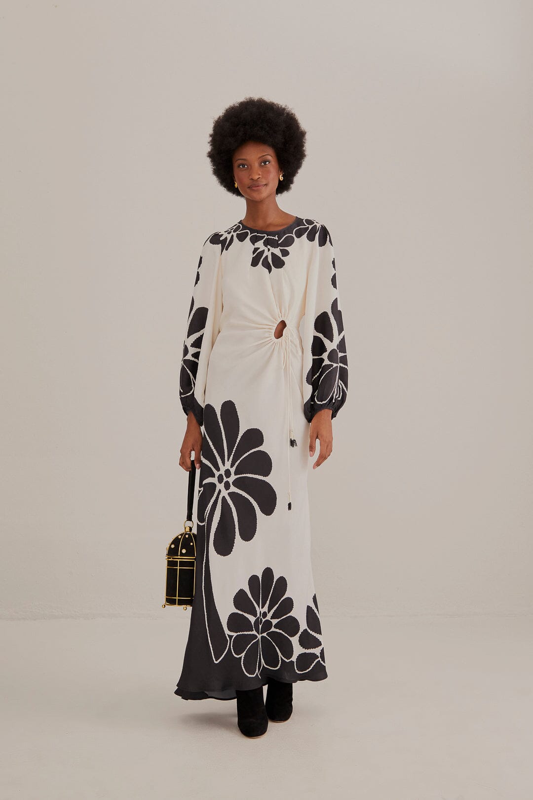 Plus Coconut Tree Print Belted Maxi Dress