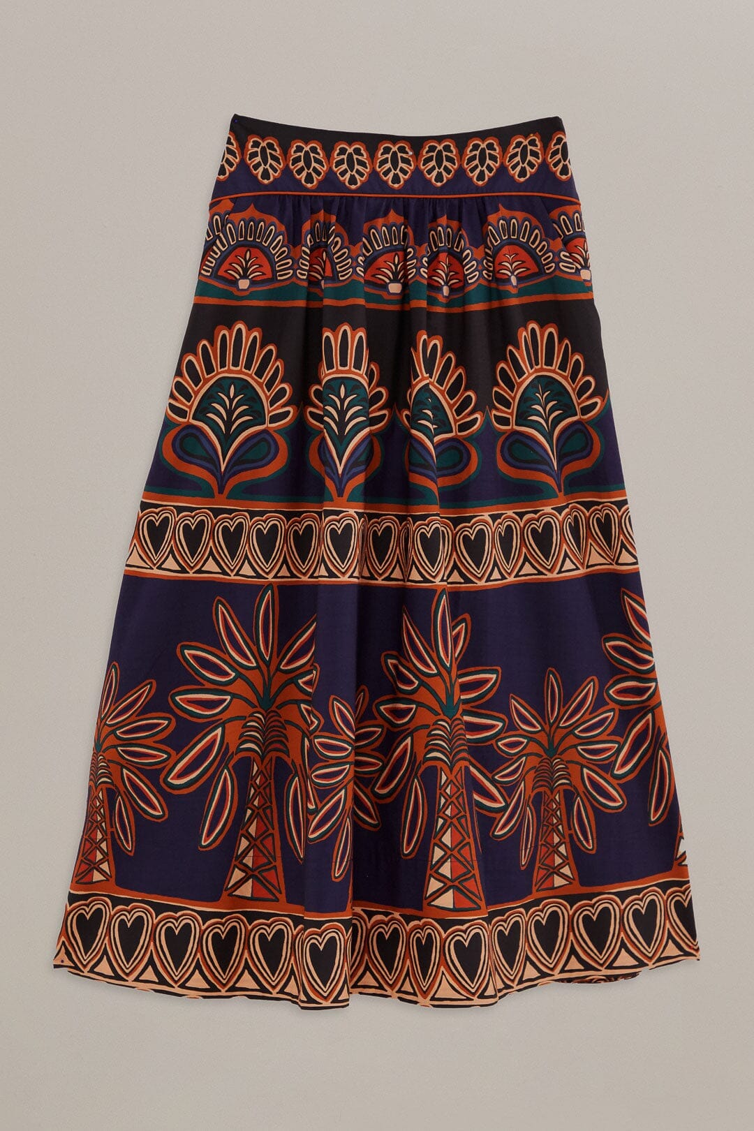 Orange Ainika Tapestry Midi Skirt