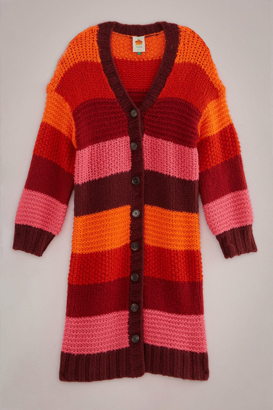 Cardigan en tricot midi à rayures tropicales