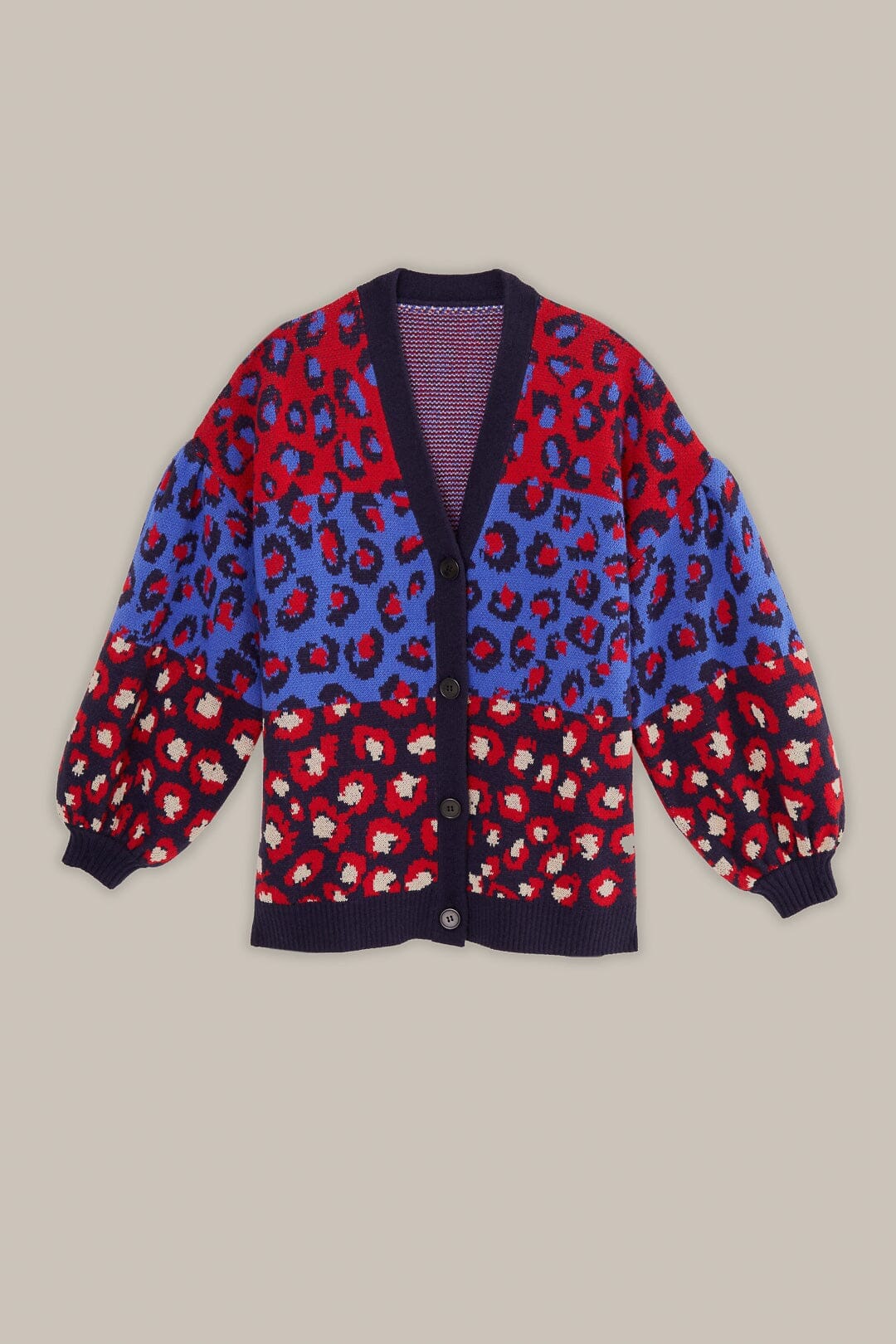Cardigan en maille à léopards mélangés