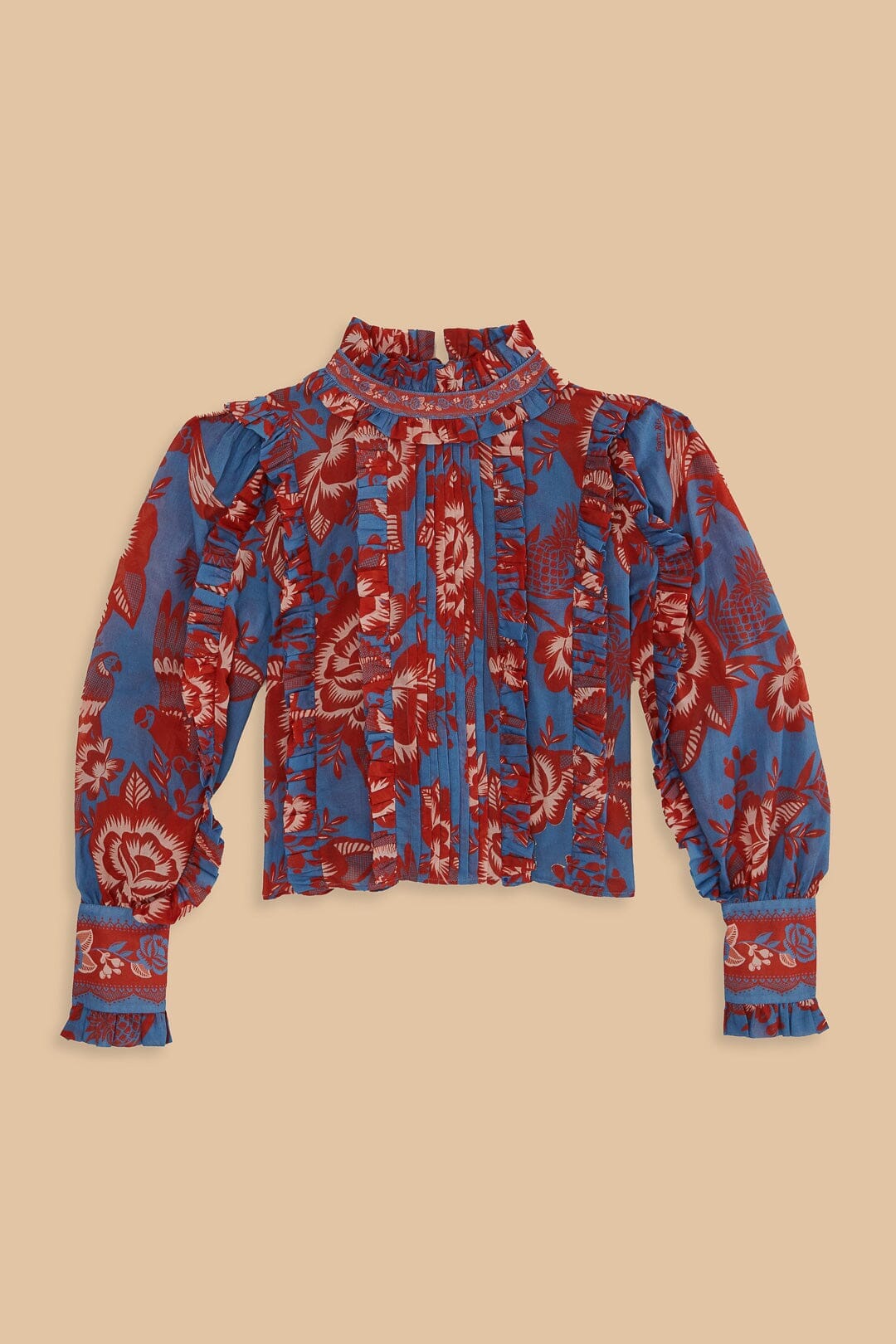 Light Blue Lace Garden Ruffle Blouse