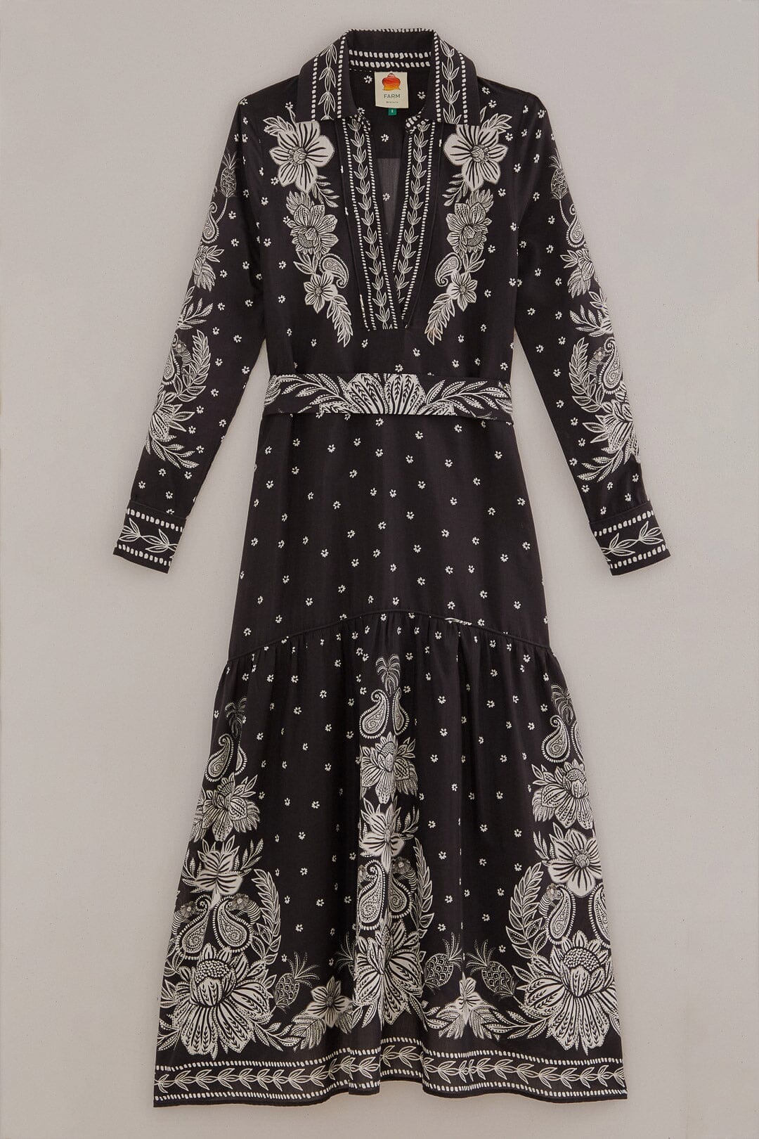 Robe longue noire à motif cachemire Bloom