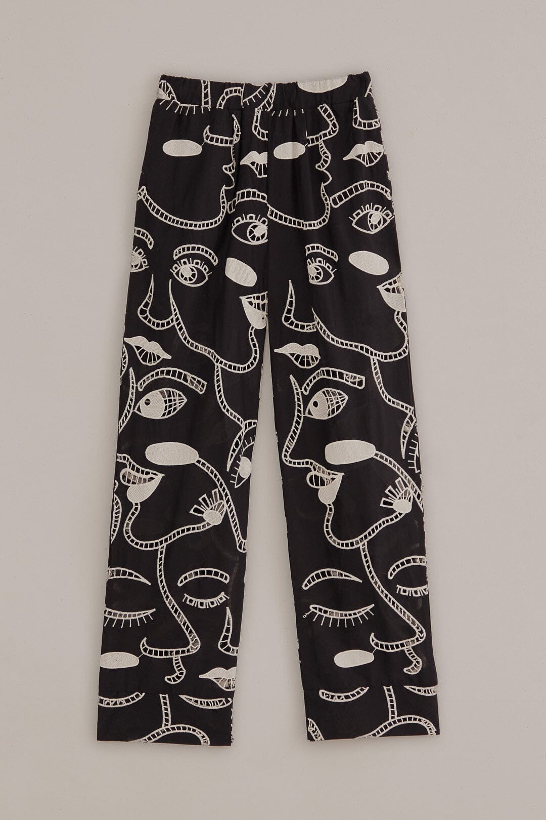 Black Richelieu Faces Pants