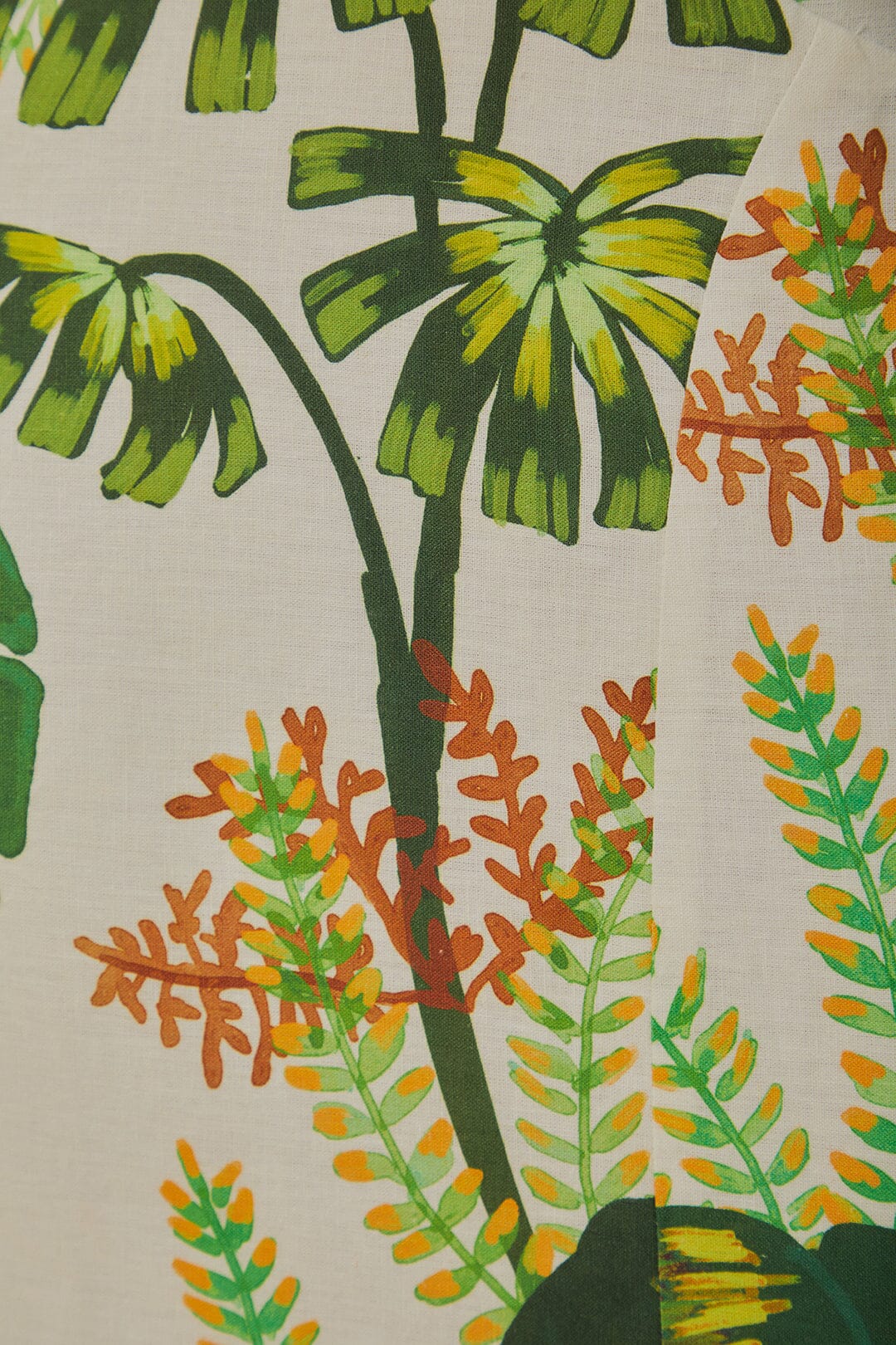 Tropical Forest Off-White Fringed Midi Dress