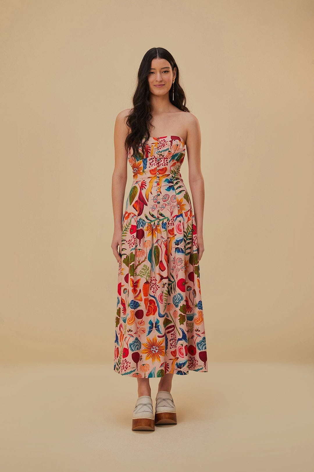 Beige Bright Farm Lenzing Ecovero Euroflax Maxi Dress FARM Rio Beige Bright Farm Lenzing Ecovero Euroflax Maxi Dress FARM Rio