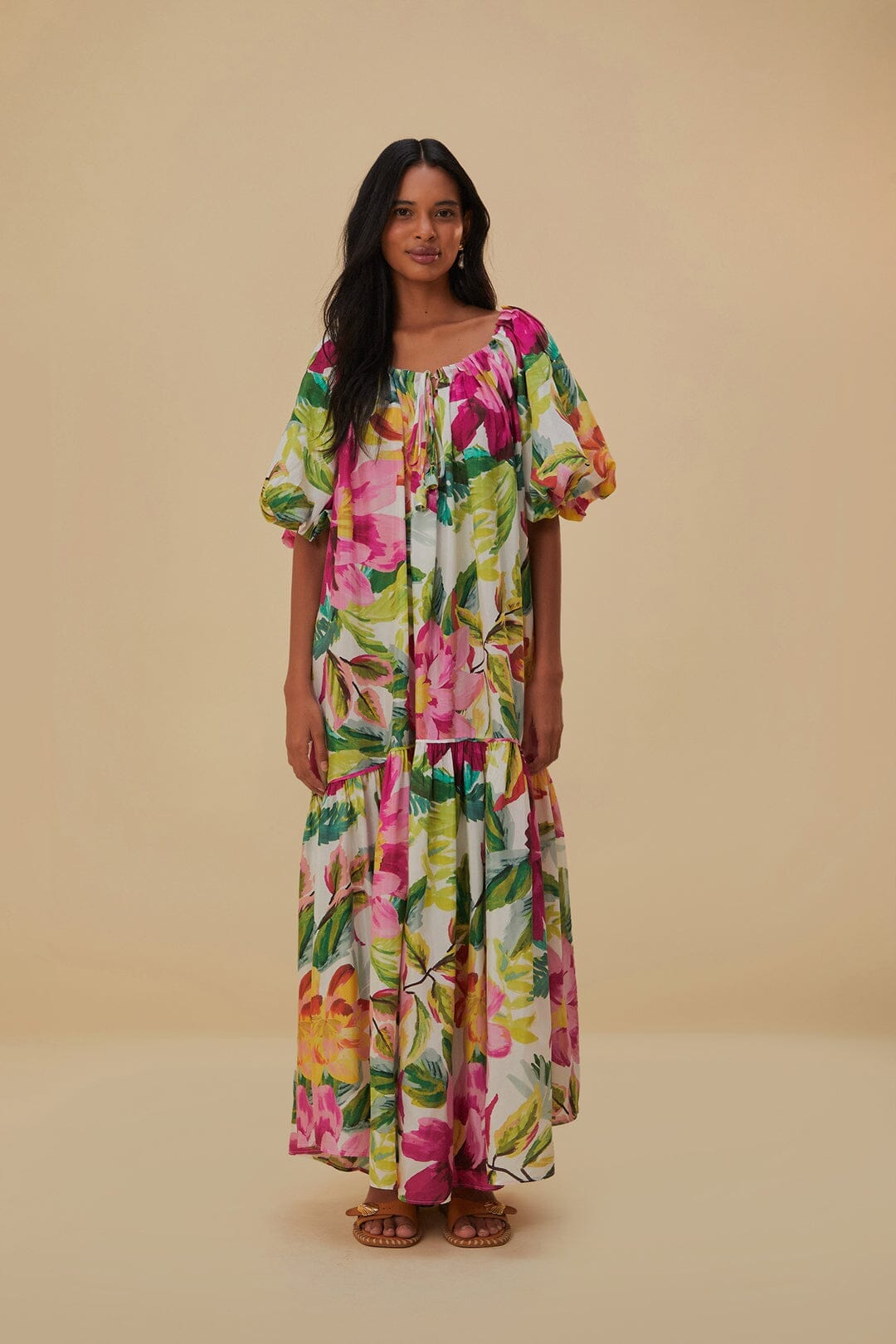farm rio painted flowers maxi dress Farm Rio Flower Maxi Dress In Off-White - 70% Off