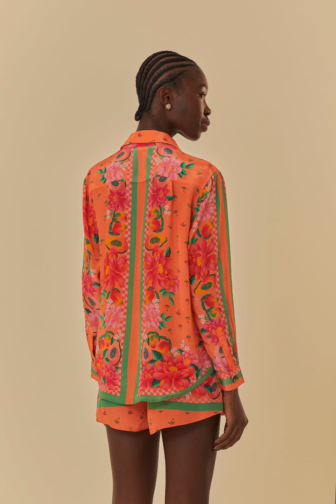 Chemise à manches longues avec foulard Orange Fruit Garden