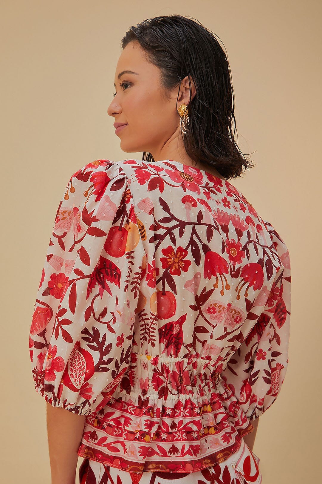 Blouse courte blanc cassé Romantic Orchard