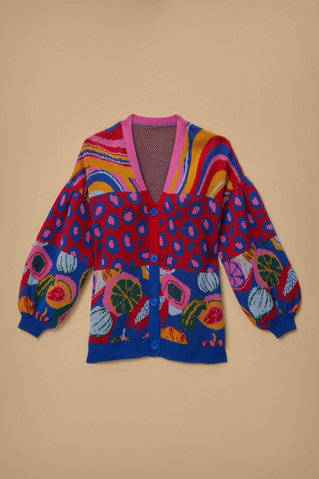 Cardigan en tricot à imprimés mélangés