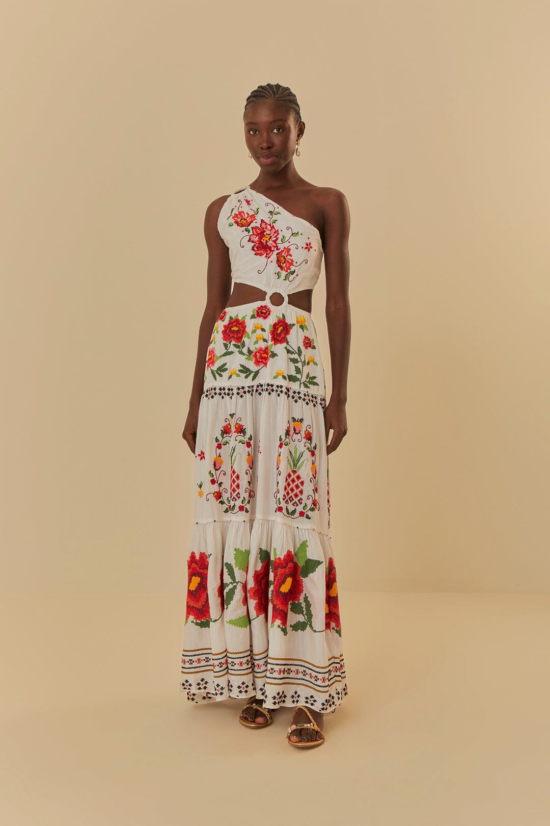 Off-White Embroidered Carmina Floral Maxi Dress FARM Rio Off-White Embroidered Carmina Floral Maxi Dress FARM Rio