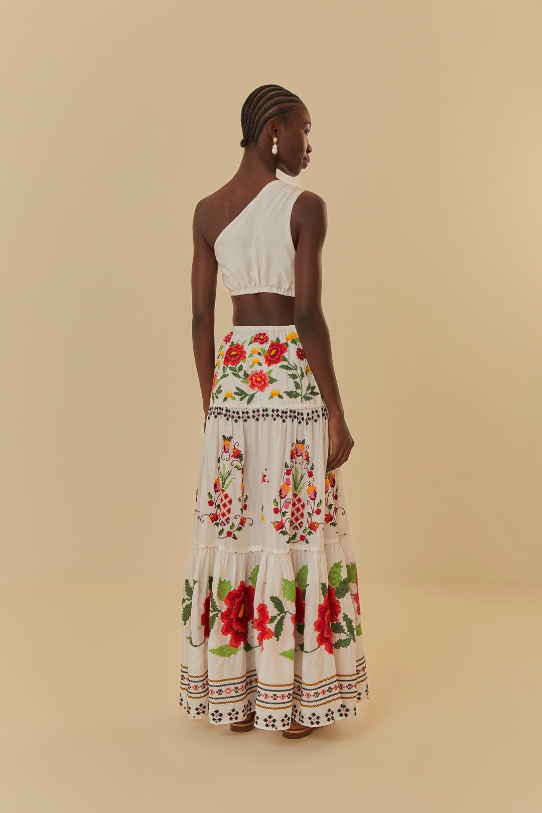 Off-White Embroidered Carmina Floral Maxi Dress