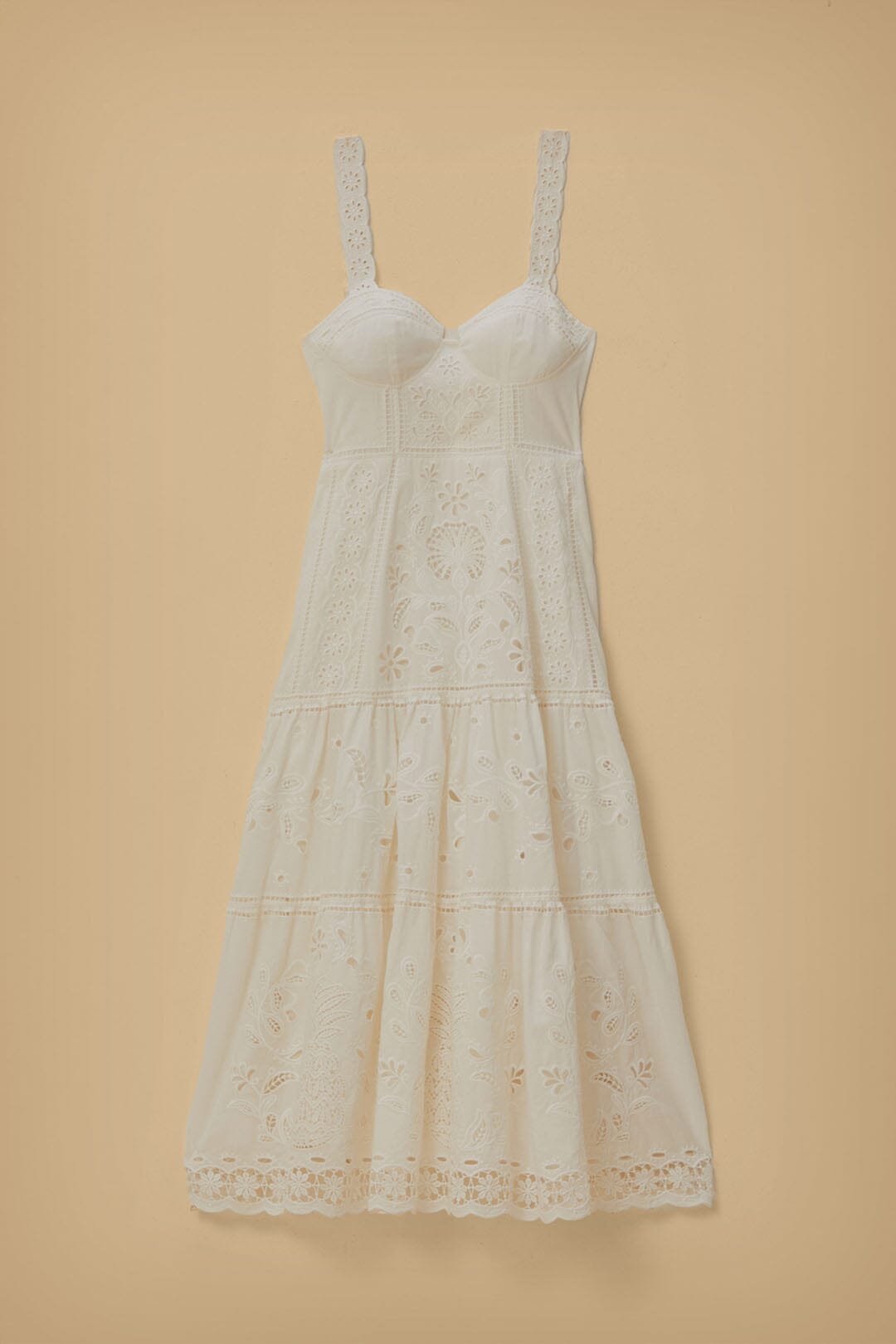 White Richelieu Sleeveless Midi Dress