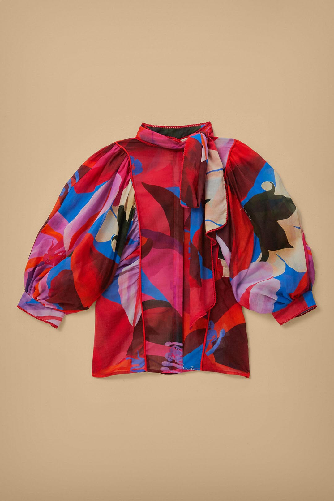 Watercolor Floral Blue Long Sleeve Blouse