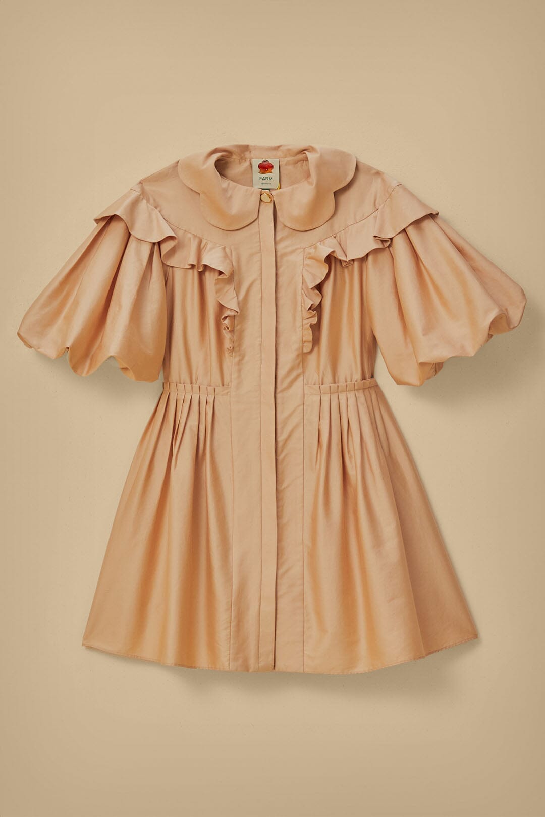 Beige Short Sleeve Mini Dress