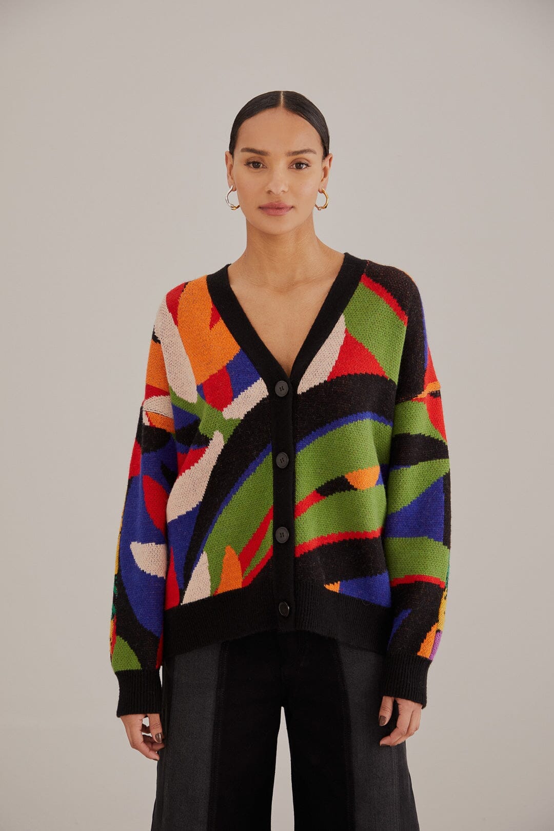 Mixed Flowers Bananas Knit Cardigan FARM Rio