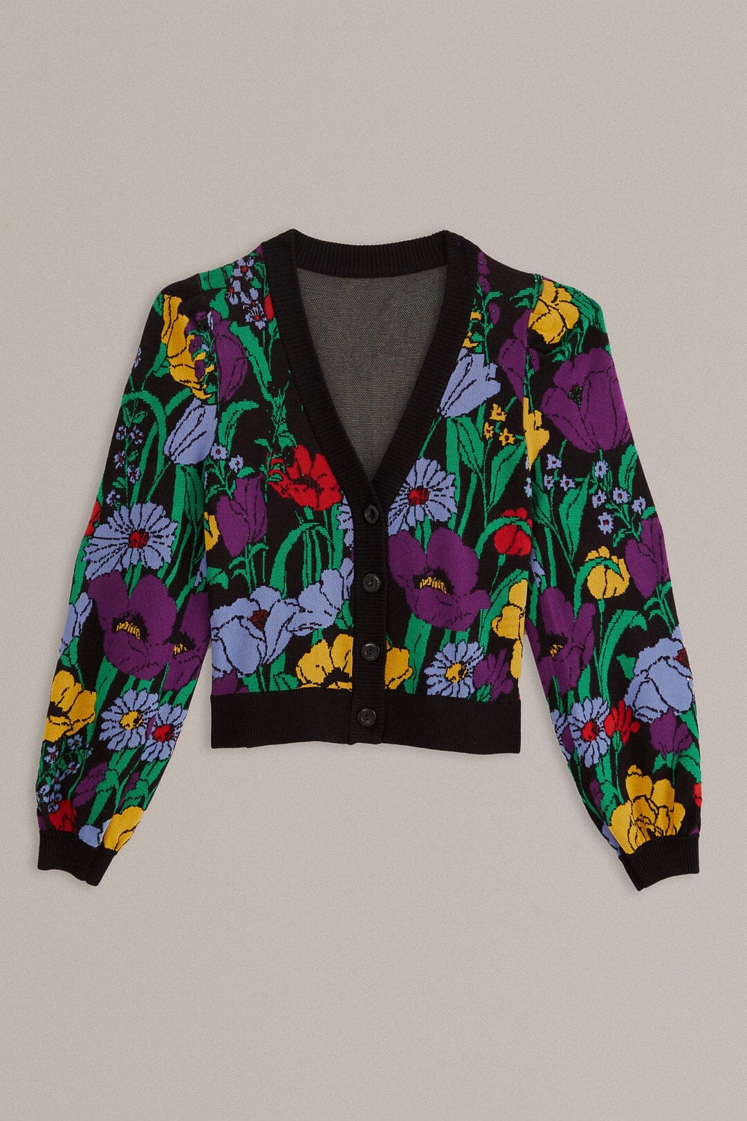 Black Bucolic Garden Knit Cardigan