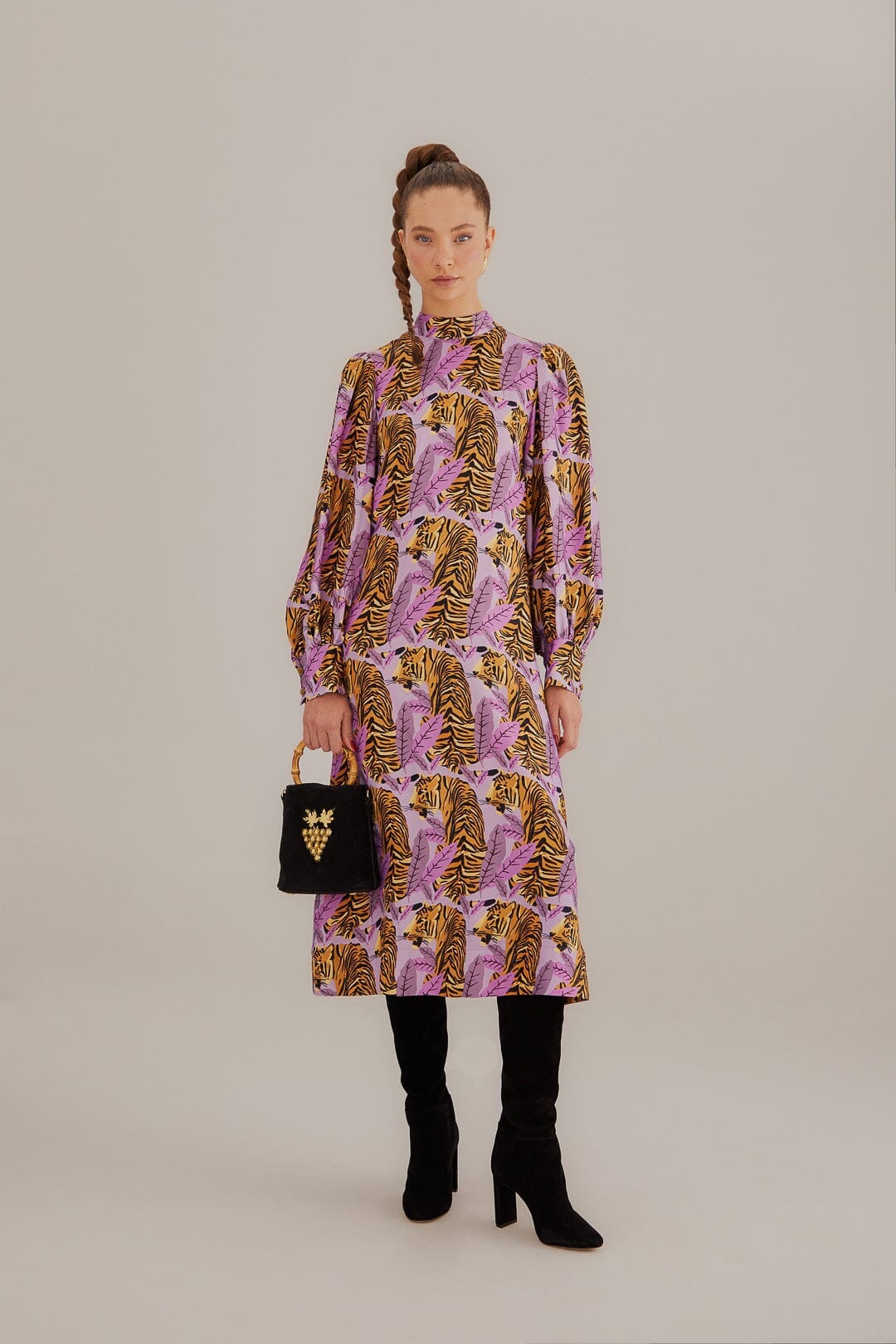 farm rio pink tiger dress farm rio pink leopard forest midi dress Leopard Forest Pink Blouse