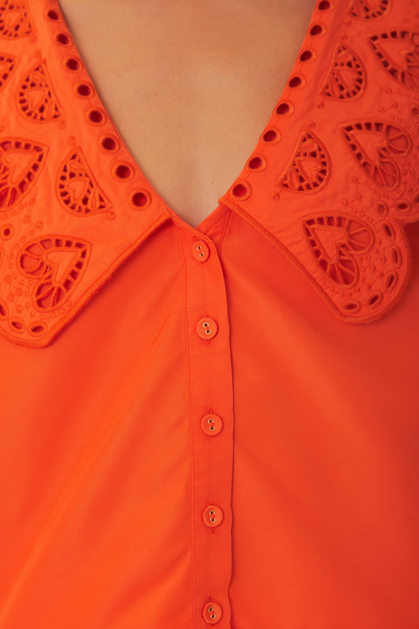 Chemise col Richelieu orange