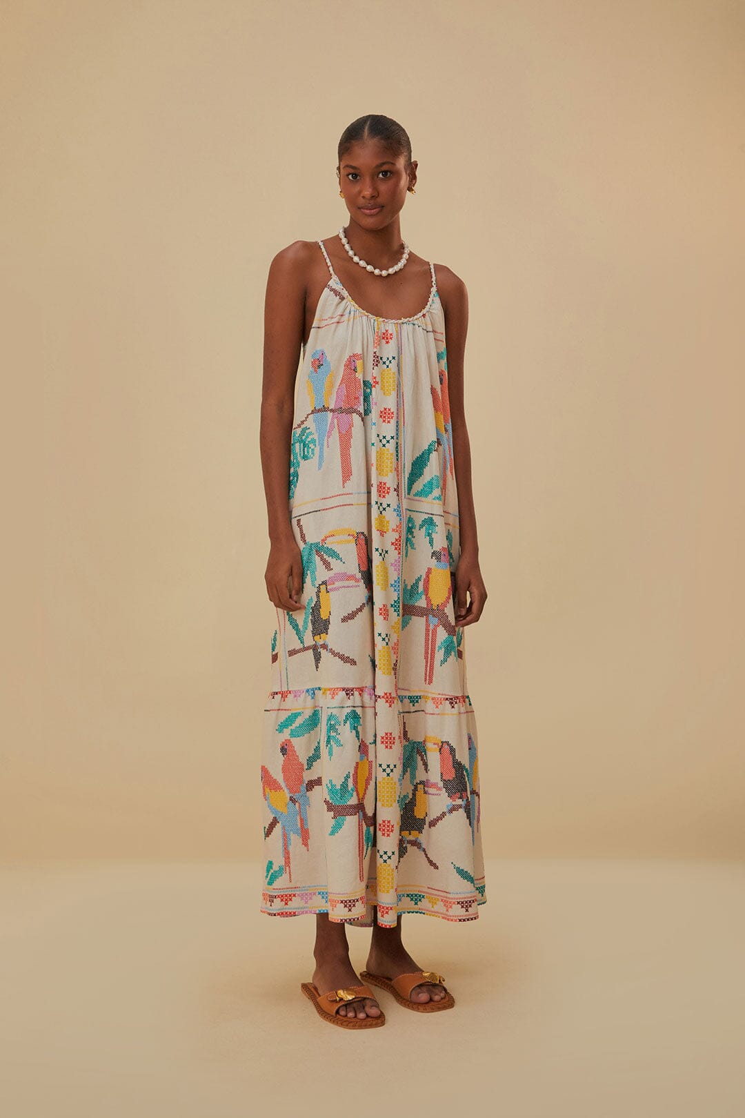 Stitched Birds Scarf Maxi Dress – FARM Rio