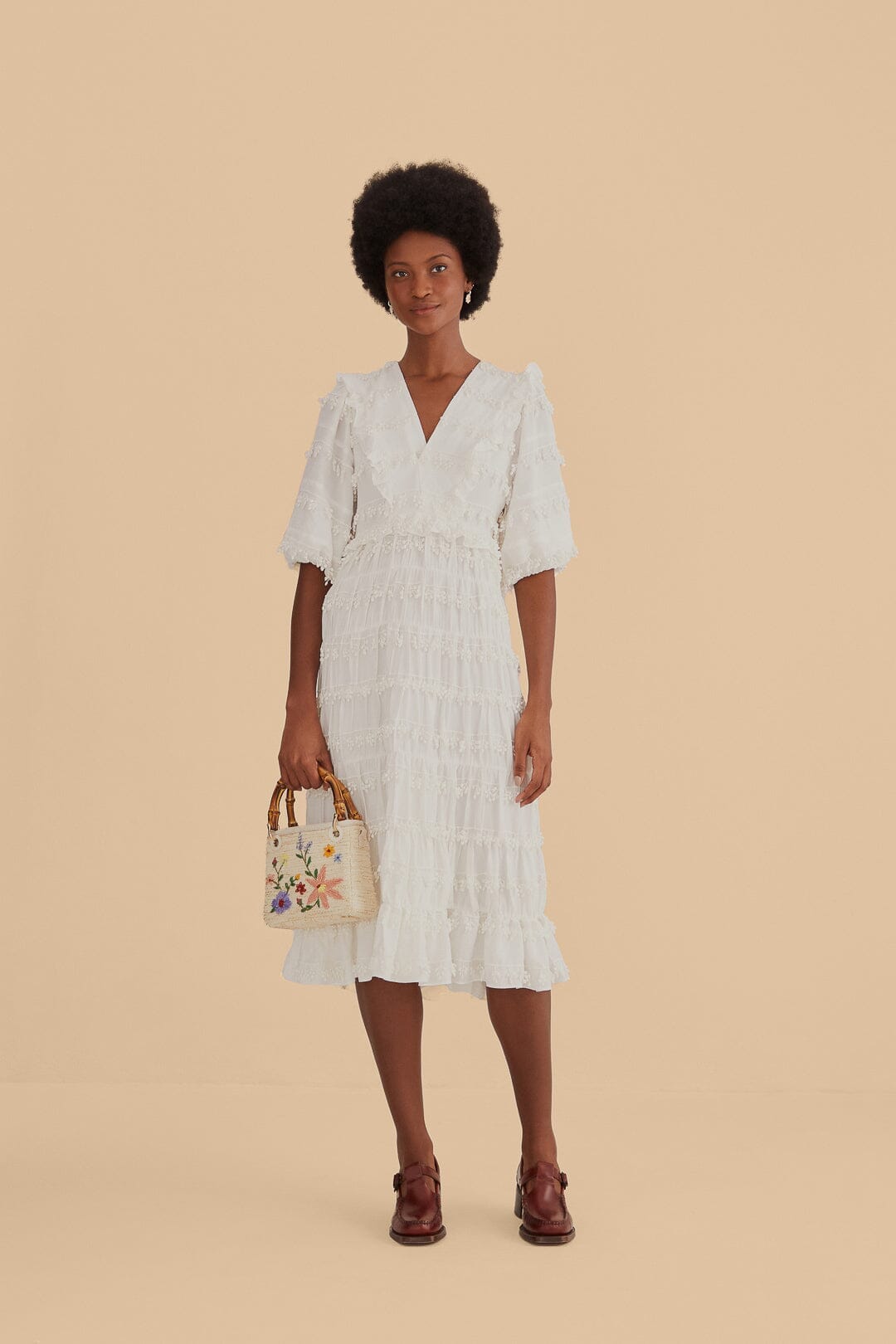 Off-White Ruffle Tassels Midi Dress – FARM Rio