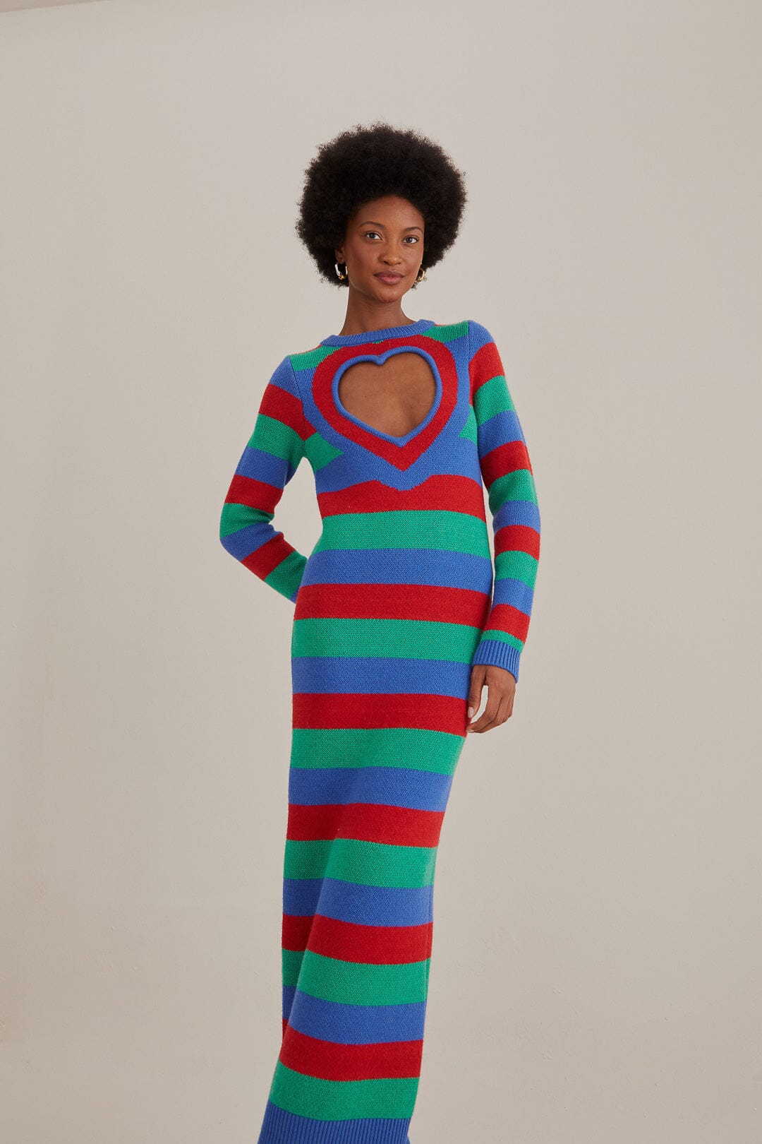 Striped Heart Knit Dress FARM Rio Striped Heart Knit Dress FARM Rio