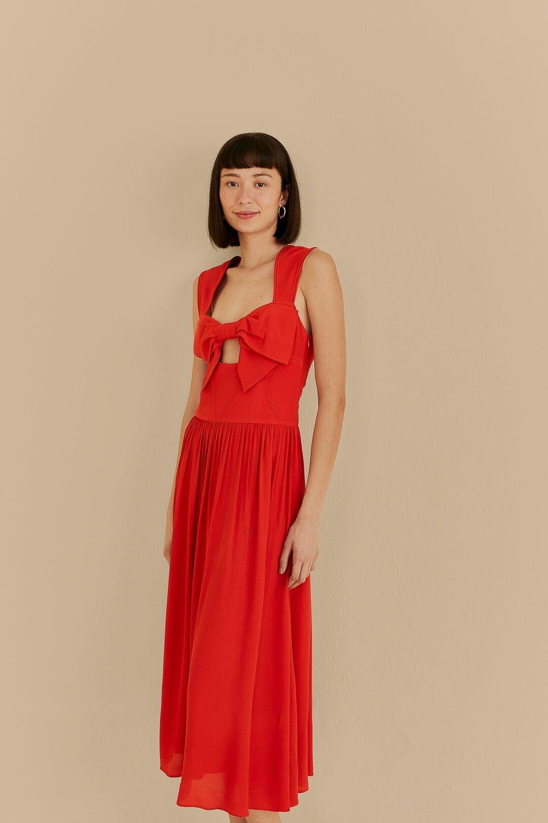 red sleeveless midi dress farm rio Cherry Blossom Sleeveless Midi Dress by Farm Rio