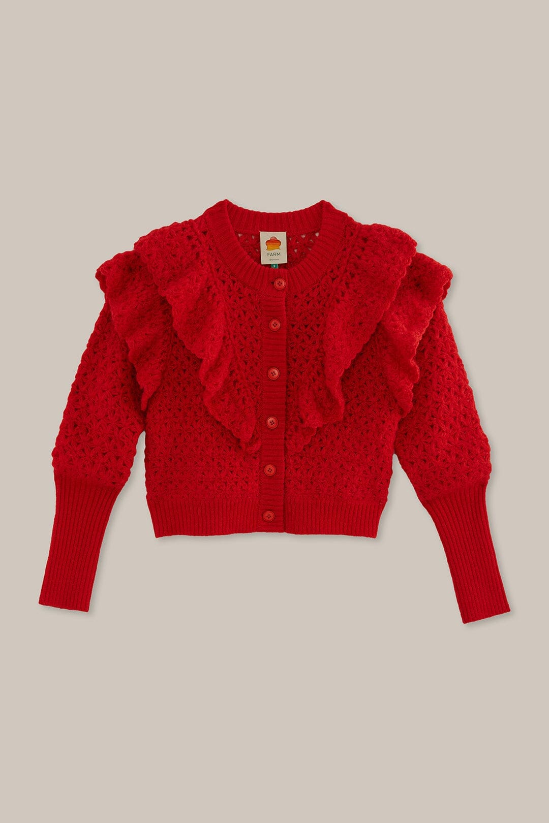 Cardigan en tricot à texture de fleur rouge