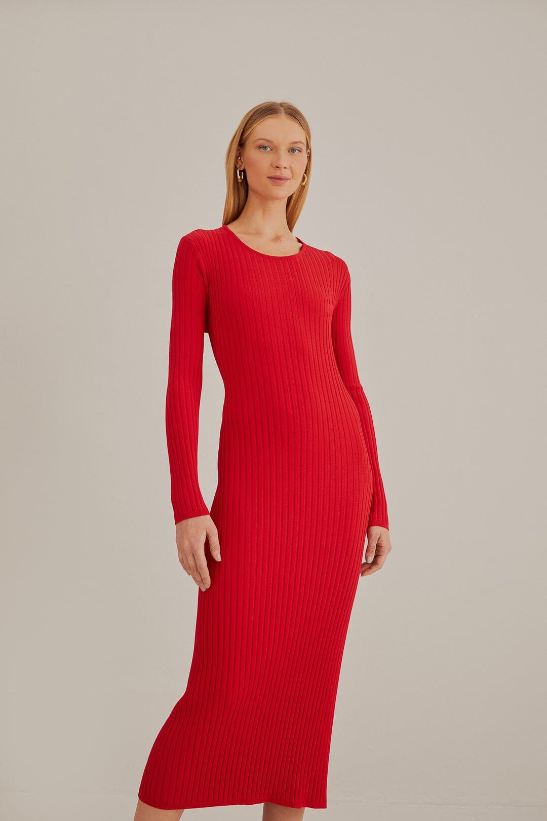 Red Knit Midi Dress FARM Rio Red Knit Midi Dress FARM Rio