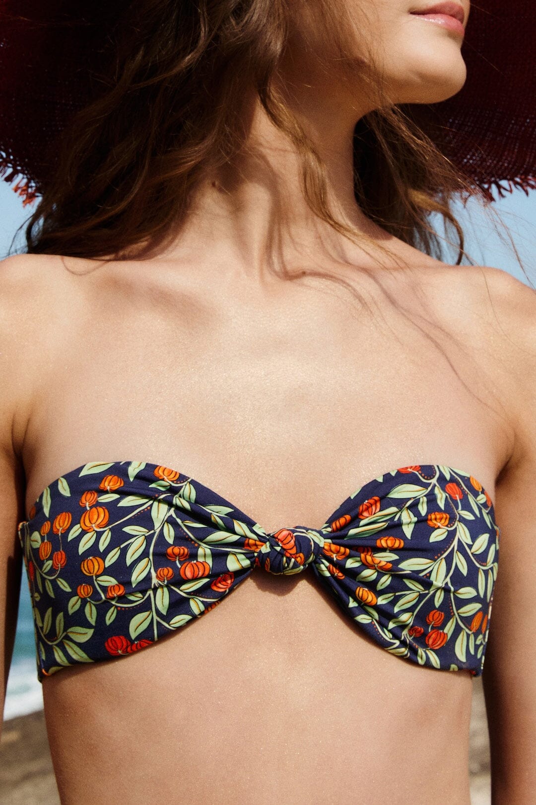 Dark Blue Fruit Beauty Bandeau Bikini Top