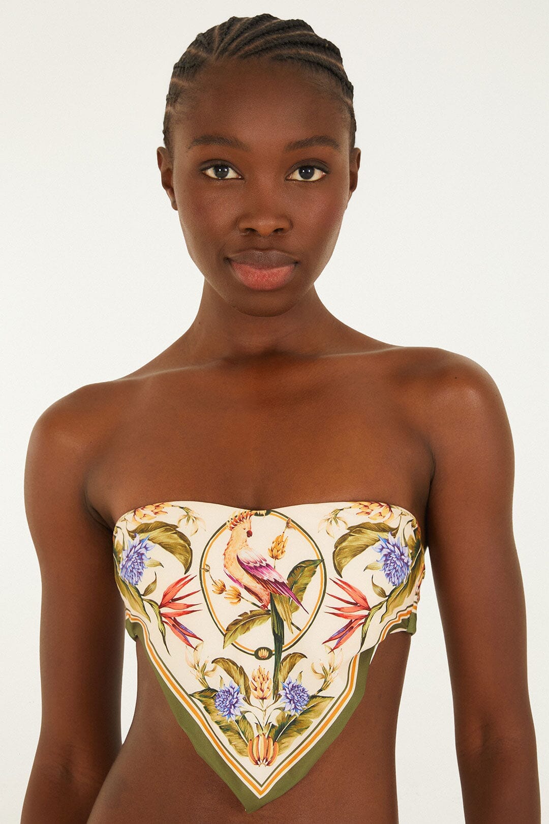 Haut de bikini court strelitzia rose pâle