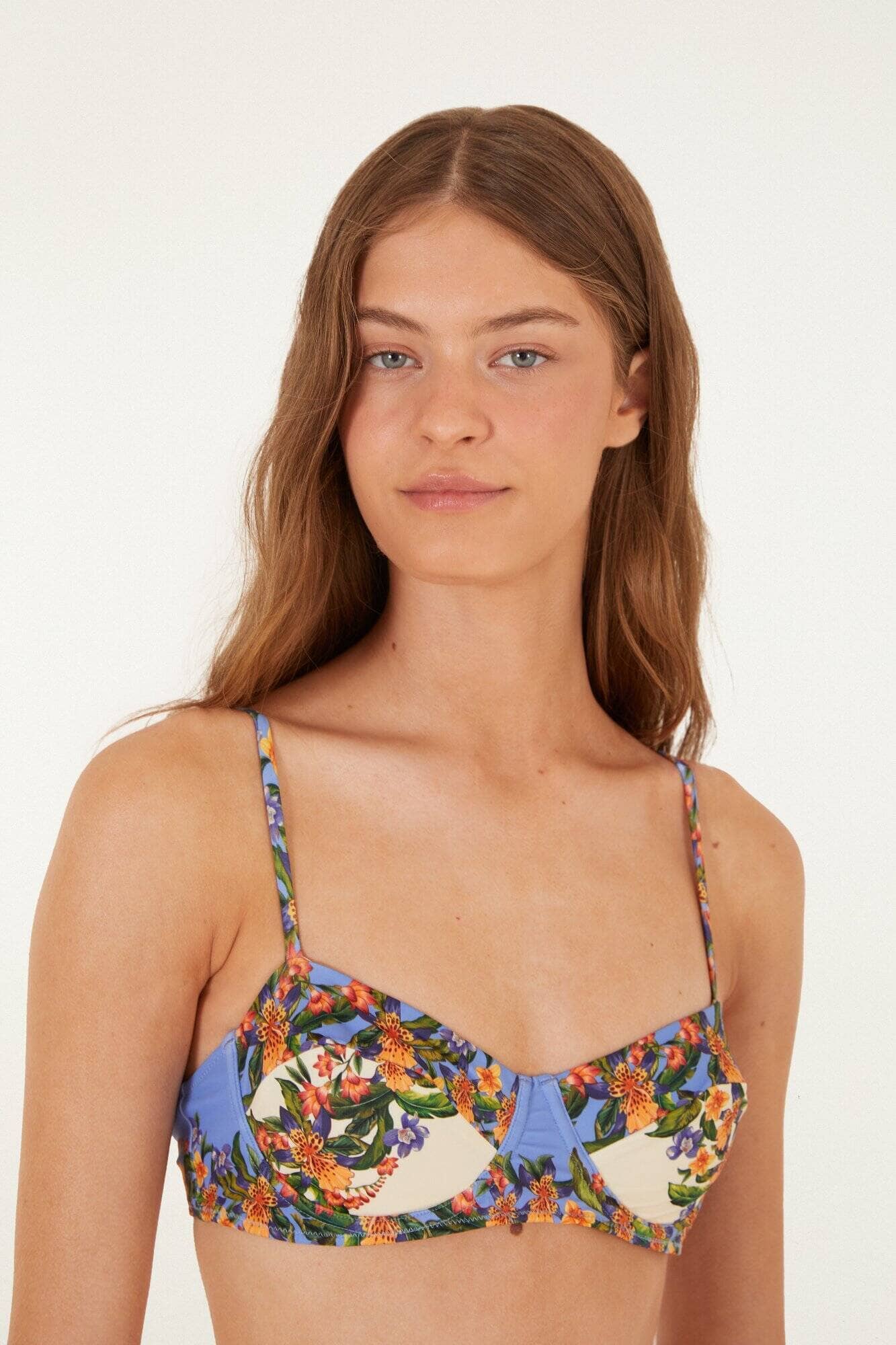 Haut de maillot de bain armatures rayé Hilo rose clair