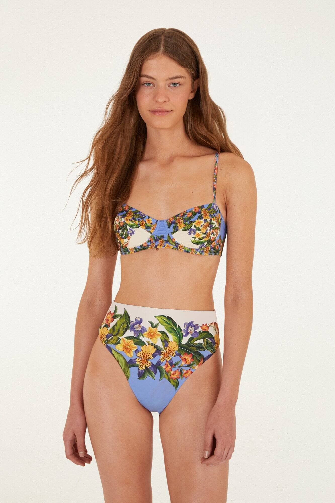 Haut de maillot de bain armatures rayé Hilo rose clair