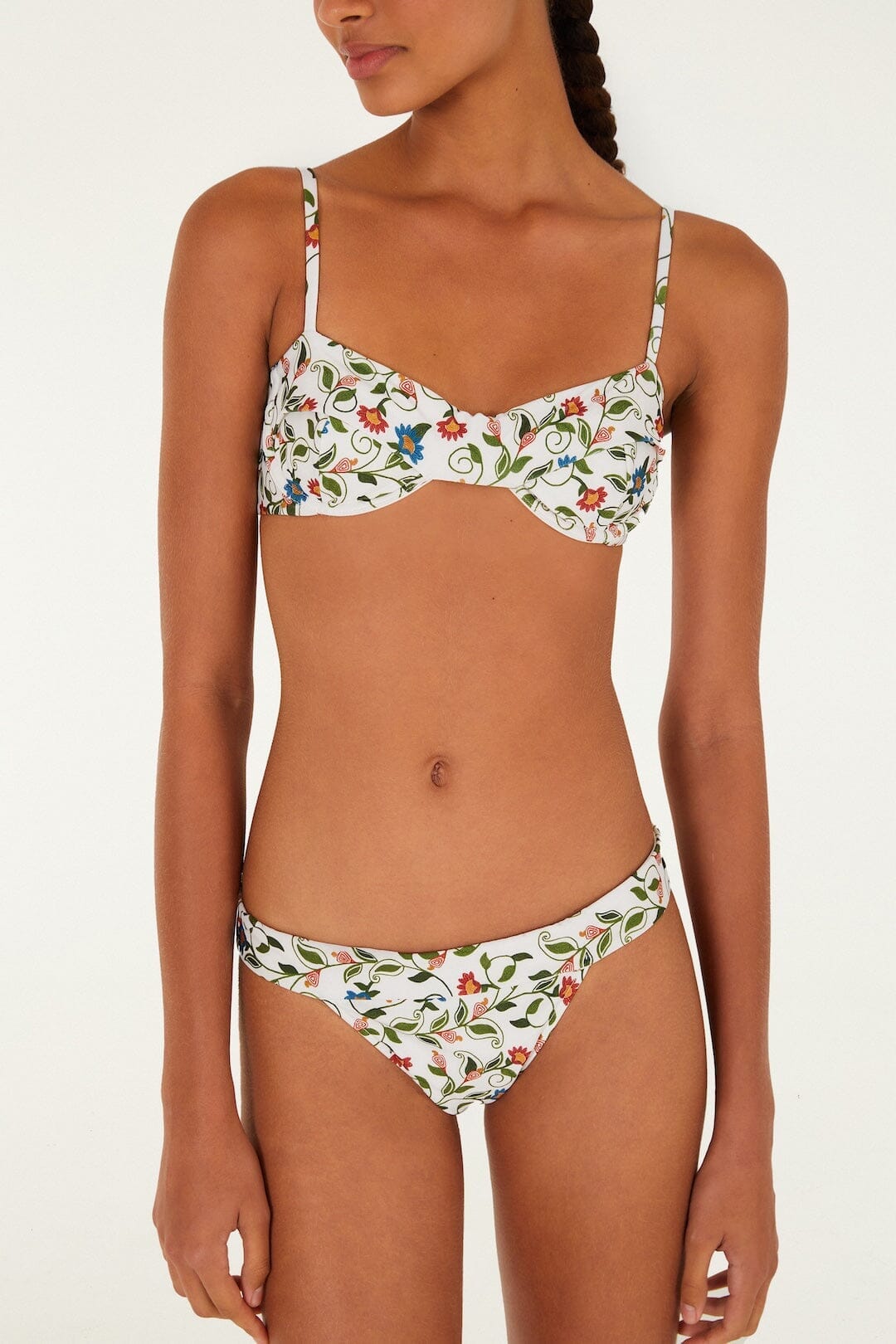 Bas de bikini écru à coutures apparentes - Taille haute